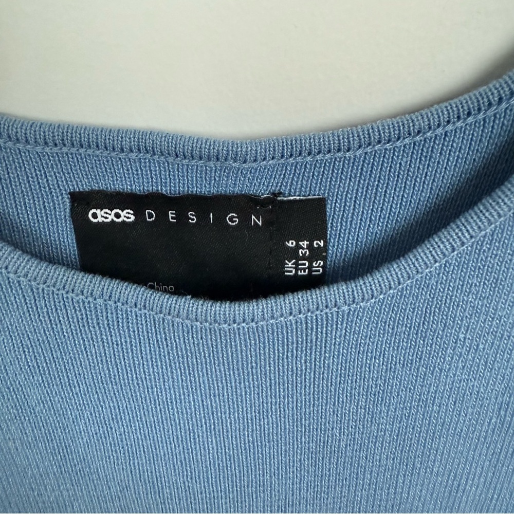 NWOT ASOS Light Blue Ribbed Mini Dress - Picture 4 of 5